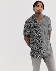 Рубашка с отложным воротником, короткими рукавами и принтом Another Influence-Черный