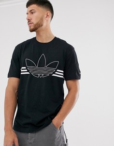 Черная футболка с большим логотипом-трилистником adidas Originals-Черный