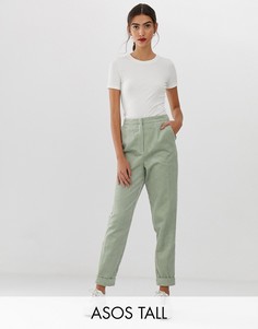 Вельветовые брюки с отворотами ASOS DESIGN Tall-Зеленый