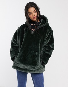 Плюшевая куртка цвета хаки ASOS DESIGN-Зеленый