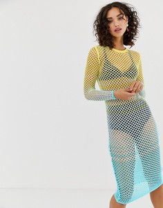 Платье миди из сетки с эффектом омбре ASOS DESIGN-Мульти