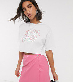 Укороченная футболка с принтом Reclaimed Vintage inspired-Белый