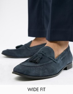 Темно-синие замшевые лоферы для широкой стопы с кисточками KG By Kurt Geiger-Синий