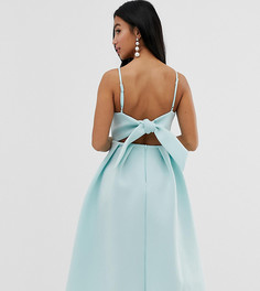 Платье для выпускного миди с бантом на спине ASOS DESIGN Petite-Зеленый