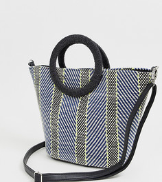 Плетеная сумка-тоут с рисунком синего цвета New Look-Синий