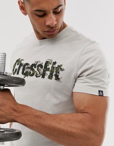 Светло-бежевая футболка с логотипом Reebok Crossfit-Черный