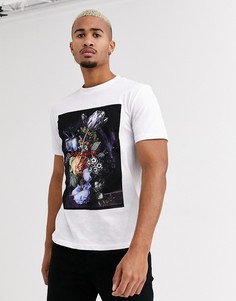 Футболка с фотографическим цветочным принтом ASOS DESIGN-Белый