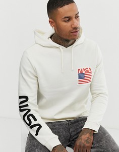 Худи кремового цвета с принтом ASOS DESIGN-Бежевый