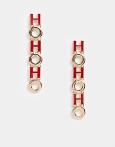 Новогодние серьги-подвески \Ho Ho Ho\" ASOS DESIGN-Мульти