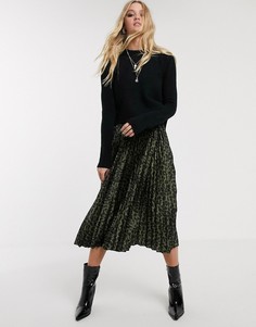 Платье-комбинация миди и джемпер 2-в-одном с леопардовым принтом AllSaints-Черный