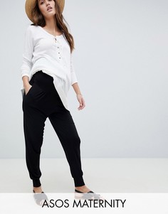 Трикотажные гаремные брюки со вставкой в области живота ASOS DESIGN Maternity ultimate-Черный
