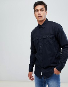 Черная саржевая рубашка Hollister-Черный