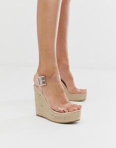 Эспадрильи на танкетке с прозрачными ремешками Truffle Collection-Бежевый