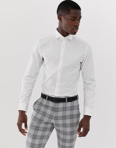 Белая приталенная строгая рубашка с сатиновым эффектом Selected Homme-Белый