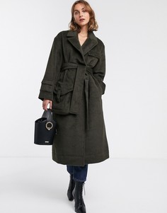 Пальто хаки в стиле милитари ASOS DESIGN-Зеленый