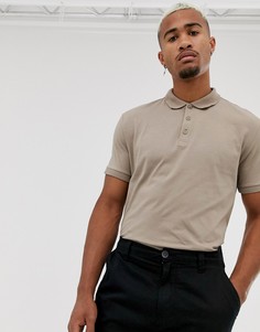 Бежевое трикотажное поло из органического хлопка ASOS DESIGN-Бежевый