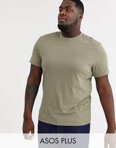 Серая футболка из органического хлопка с круглым вырезом ASOS DESIGN Plus-Зеленый