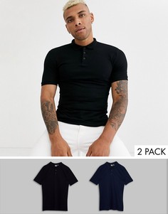 2 обтягивающих поло из органического хлопка ASOS DESIGN - Скидка-Мульти