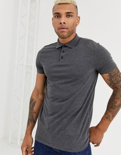 Длинное темно-серое поло из меланжевого трикотажа ASOS DESIGN-Серый