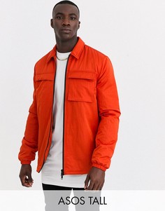 Оранжевая стеганая куртка с отделкой в стиле милитари ASOS DESIGN Tall-Оранжевый
