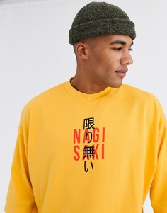 Плотная oversize-футболка с вышивкой на японском языке ASOS DESIGN-Оранжевый