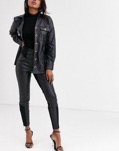 Черные брюки из искусственной кожи River Island-Черный