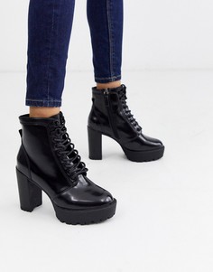 Черные ботинки на платформе River Island-Черный