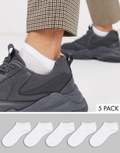 Набор из 5 пар белых спортивных носков ASOS DESIGN - Скидка-Белый