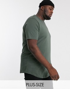 Зеленая футболка с закругленным краем River Island Big & Tall-Зеленый