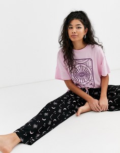 Пижама с футболкой и брюками ASOS DESIGN-Черный