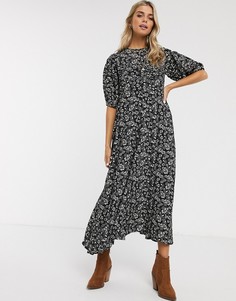 Платье миди с цветочным принтом Free People-Черный