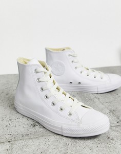 Белые высокие кожаные кеды Converse Chuck Taylor All Star-Белый