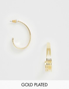 Позолоченные серьги-кольца Pilgrim-Золотой