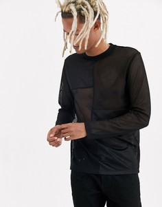 Черный лонгслив в стиле колор блок ASOS DESIGN