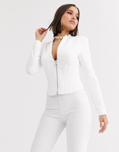 Пиджак с отделкой в стиле корсета с косточками ASOS DESIGN-Белый