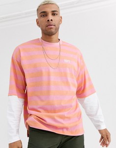 Oversize-лонгслив в полоску с двухслойными рукавами и вышивкой ASOS DESIGN-Мульти