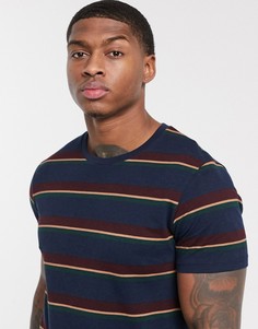 Темно-синяя футболка в полоску Burton Menswear-Темно-синий