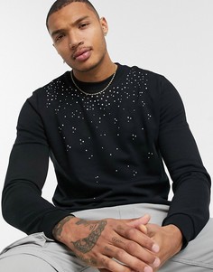 Черный свитшот со стразами ASOS DESIGN