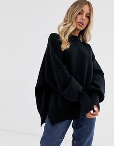 Джемпер с пышными рукавами Free People Easy Street-Черный