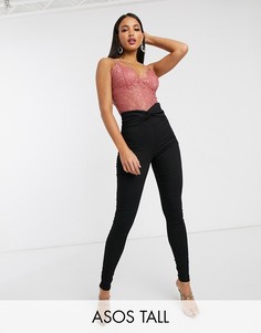 Черные джинсы с ремнем с узлом ASOS DESIGN Tall-Черный