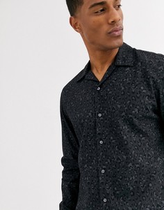 Черная премиум-рубашка с отложным воротником и леопардовым принтом Jack & Jones-Черный