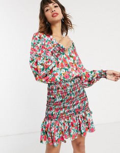 Платье мини с длинными рукавами и сборками Vestire-Красный
