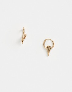 Золотистые серьги-кольца с подвесками Icon Brand-Золотой