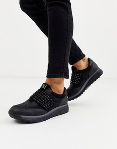 Черные кроссовки-слипоны с отделкой XTI-Черный