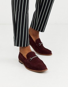 Бордовые замшевые лоферы с пряжкой Moss London-Красный
