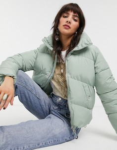 Светло-бирюзовая дутая куртка Bershka-Зеленый