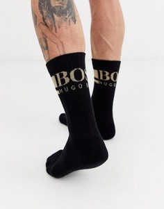 Черные носки в рубчик с логотипом BOSS bodywear-Черный
