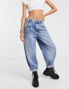 Синие свободные джинсы Bershka-Синий