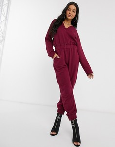 Бордовый комбинезон с разрезом Missguided-Розовый