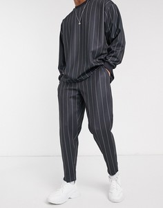 Суженные книзу джоггеры в полоску от комплекта ASOS DESIGN-Черный